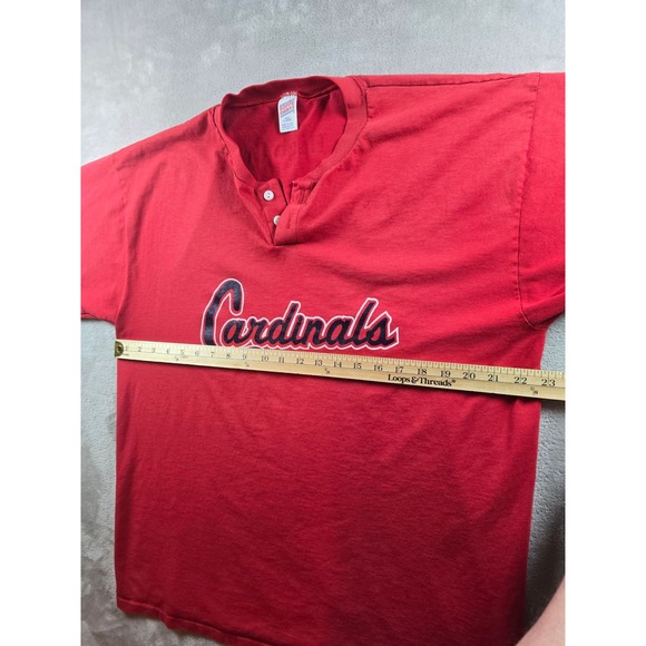 Vintage Cardinals T Shirt Mens XL Henley Soffee Pin High Golf 13 USA Made *Read - Picture 5 of 8